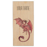 Personalized Pink Dragon Of Spring Fantasy Art Wood Usb Flash Drive at Zazzle