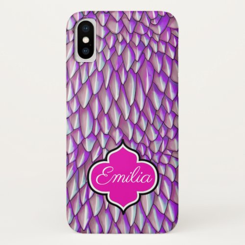 Personalized Pink Dragon Scales or Mermaid Skin iPhone XS Case