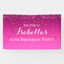 Personalized Pink Dripping Glitter Banner
