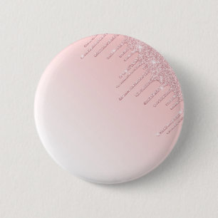 Personalized Pink dripping glitter button