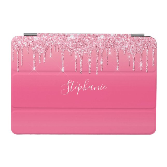 Personalized Pink Dripping Glitter Trendy Glam  iPad Mini Cover (Horizontal)