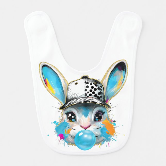 Personalized Pink Easter Bunny  Baby Bib (Front)