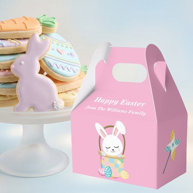 Personalized Pink Easter Bunny Party Favor Boxes (Creator Uploaded)