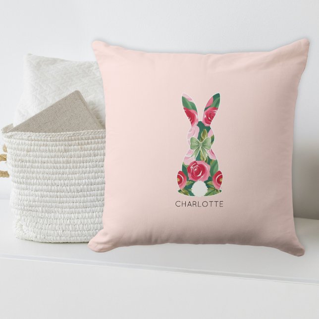 Personalized Pink Easter Bunny Pillow (Personalized Pink Easter Bunny Pillow)