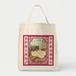 Personalized Pink Easter Bunny Planter Tote Bag