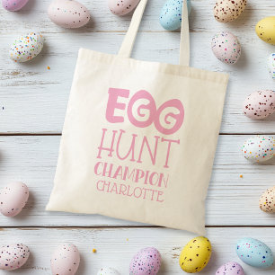 Personalized Pink Easter Egg Hunt Champion Tote Bag