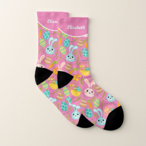 Personalized Pink Easter Socks