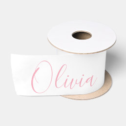 Personalized Pink Elegant Name Modern Satin Ribbon