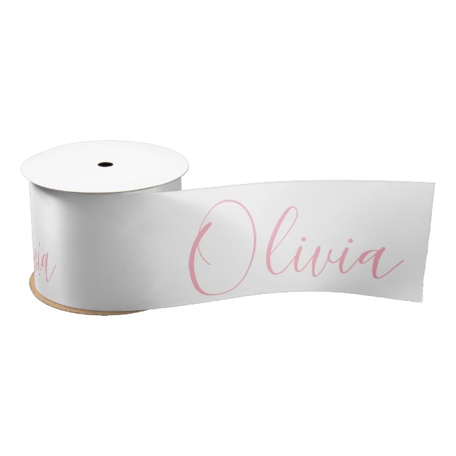 Personalized Pink Elegant Name Modern Satin Ribbon (Spool)