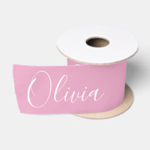 Personalized Pink Elegant Name Satin Ribbon