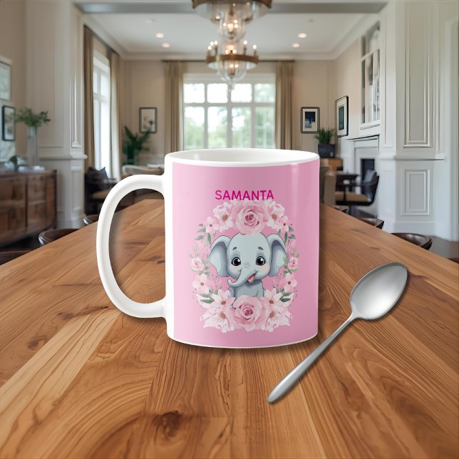 Personalized Pink Elephant Mug for Girls (Creator Uploaded)