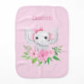 Personalized Pink Elephant Tropical Flowers Girl  Baby Burp Cloth