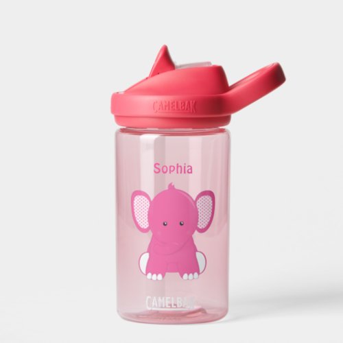 Personalized Pink Elephant Water Bottle