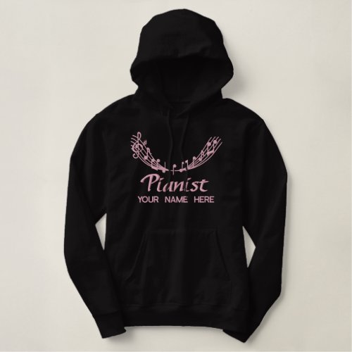 Personalized Pink Embroidery Pianist Hoodie