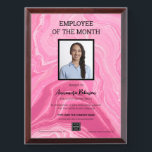 Personalized Pink Employee of the Month Award Plaque<br><div class="desc">Employee of the month Recognition Award Plaque.Celebrate excellence in the workplace with our Employee of the Month Recognition Award Plaque,  featuring a stunning gold logo and elegant black lettering that honors outstanding contributions.
#employeeofthemonthawards</div>