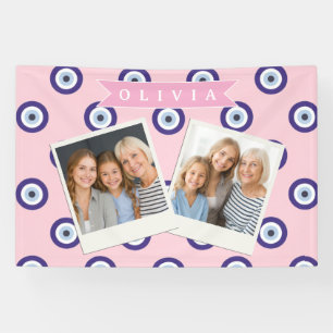Personalized Pink Evil Eye Pattern Gifts With Name Banner