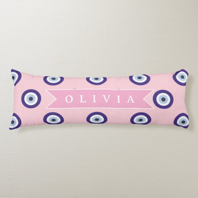 Personalized Pink Evil Eye Pattern Gifts With Name Body Pillow (Front)
