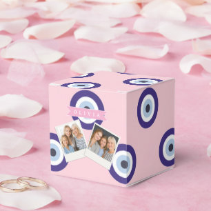 Personalized Pink Evil Eye Pattern Gifts With Name Favor Boxes