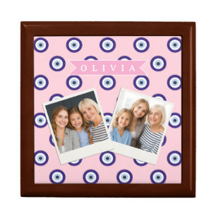 Personalized Pink Evil Eye Pattern Gifts With Name Gift Box