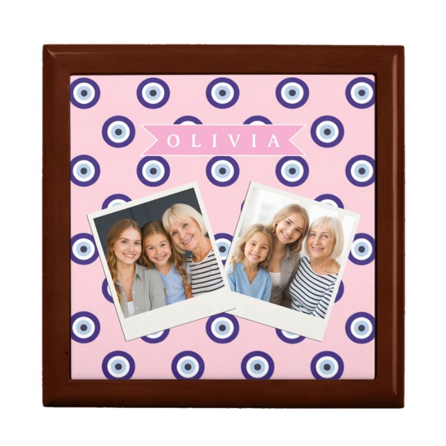 Personalized Pink Evil Eye Pattern Gifts With Name Gift Box (Front)
