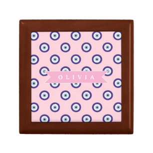 Personalized Pink Evil Eye Pattern Gifts With Name Gift Box