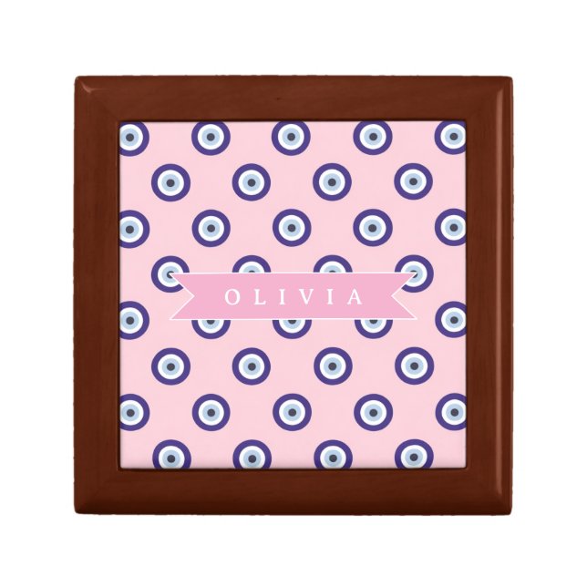 Personalized Pink Evil Eye Pattern Gifts With Name Gift Box (Front)