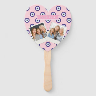 Personalized Pink Evil Eye Pattern Gifts With Name Hand Fan