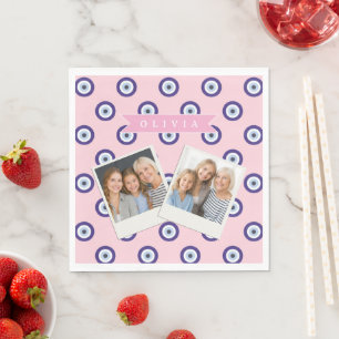 Personalized Pink Evil Eye Pattern Gifts With Name Napkins
