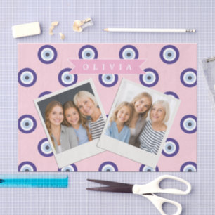 Personalized Pink Evil Eye Pattern Gifts With Name Tissue Paper