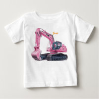 Personalized Pink Excavator Toddler T-Shirt