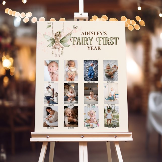 Personalized Pink Fairy First 1st Birthday Picture Foam Board (Creator Uploaded)