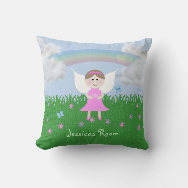 Personalized Pink Fairy Kids Pillow (Front)