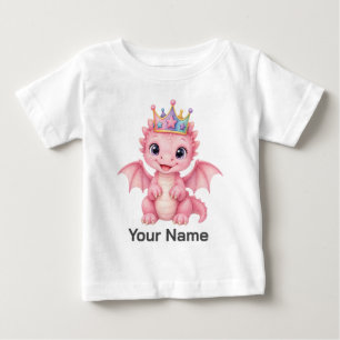 Personalized Pink Fantasy Dragon Crown Toddler Baby T-Shirt