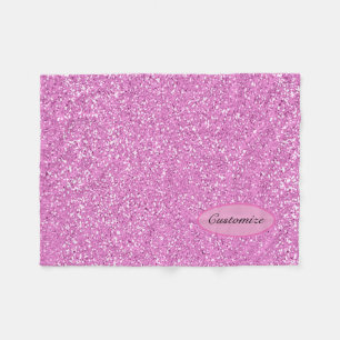 Personalized Pink Faux Glitter Fleece Blanket
