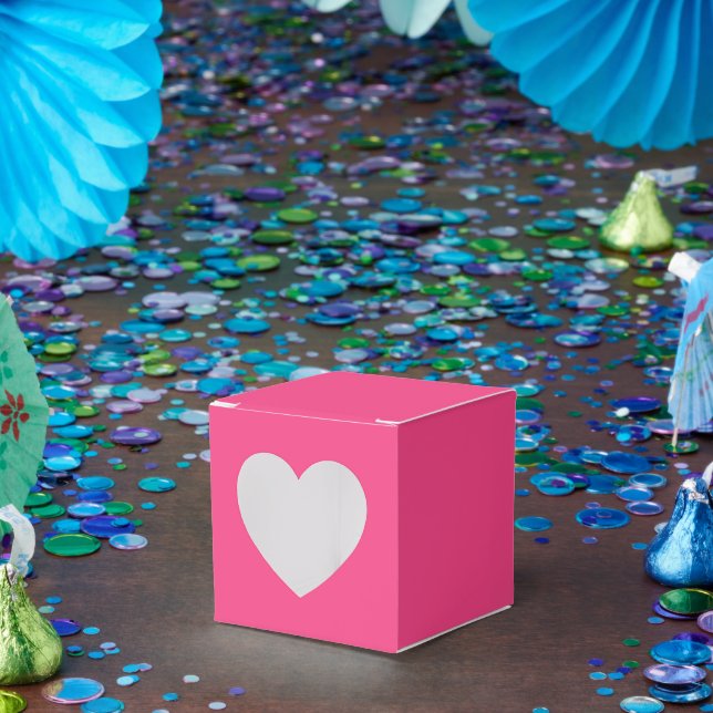 Personalized Pink Favor Boxes – Heart 2x2x2 Style (Party)