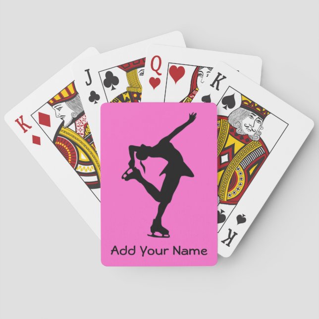 Personalized Pink Figure Skater Playing Cards (Back)