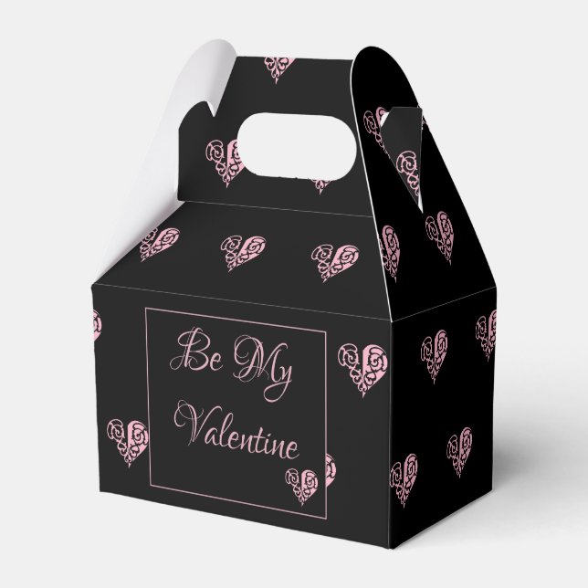 Personalized Pink Filigree Heart  Favor Boxes (Front Side)