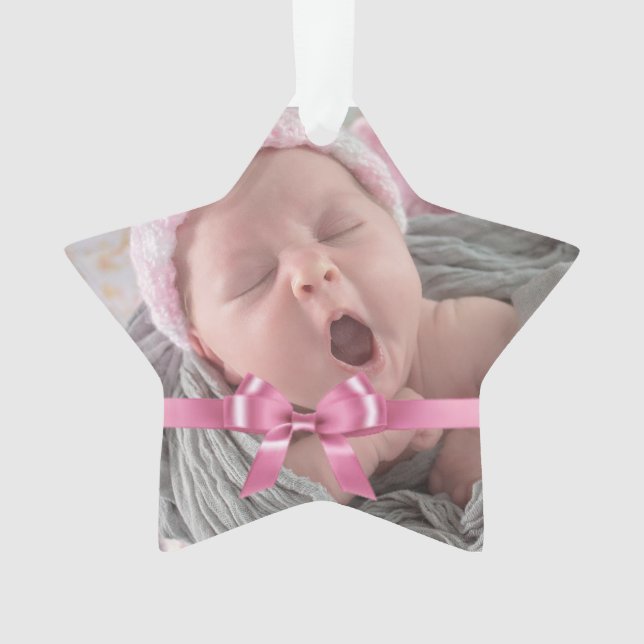 Personalized Pink First Christmas Ornament (Front)