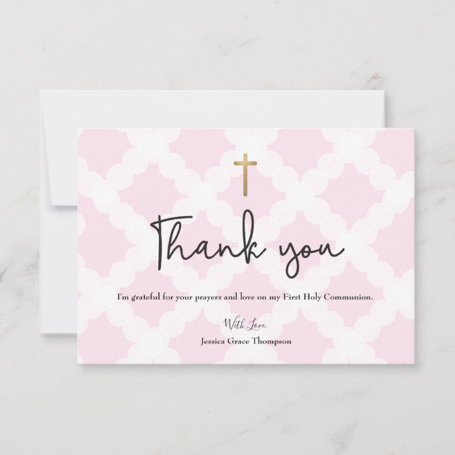 Personalized Pink First Holy Communion Thank You C (Front)