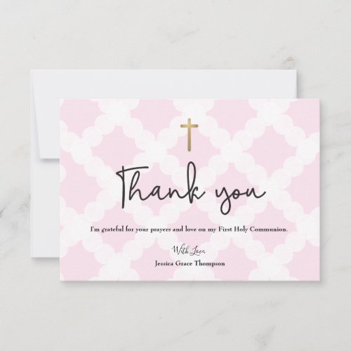 Personalized Pink First Holy Communion Thank You C