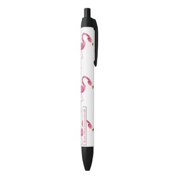 Personalized Pink Flamingo Bird Black Ink Pen by PersonalizationShop at Zazzle