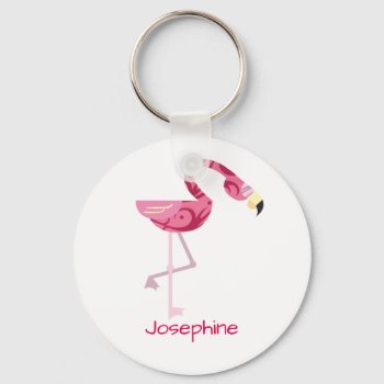 Personalized Pink Flamingo Bird Keychain by PersonalizationShop at Zazzle