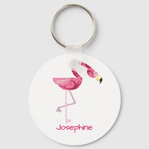 Personalized Pink Flamingo Bird Keychain