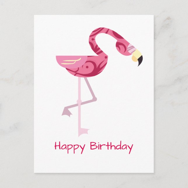 Personalized Pink Flamingo Bird Postcard (Front)