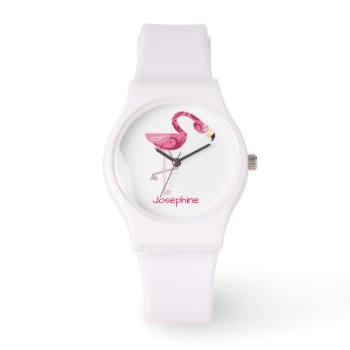 Personalized Pink Flamingo Bird Watch by PersonalizationShop at Zazzle