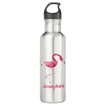 Personalized Pink Flamingo Bird Water Bottle