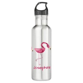 Personalized Pink Flamingo Bird Water Bottle by PersonalizationShop at Zazzle