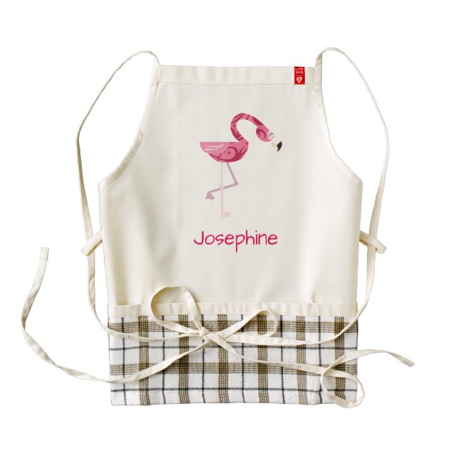 Personalized Pink Flamingo Bird Zazzle HEART Apron (Front)