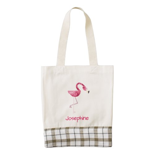 Personalized Pink Flamingo Bird Zazzle HEART Tote Bag