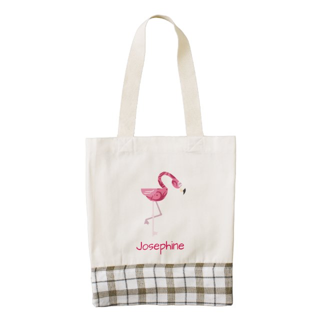 Personalized Pink Flamingo Bird Zazzle HEART Tote Bag (Front)